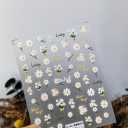 Flower Nail Art Stickers 5D Embossed Flower Nail Stickers Daisy Nail Decals Self Adhesive White Flower Nail Art Stickers Decals Summer Nail Art Supplies for Women DIY Manicure Nail Art Decorations