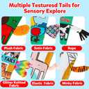 2Pack Soft Baby Books Animal Tails Toy Touch and Feel Crinkle Cloth Book Infant Toy with Non-Toxic Fabrics, Baby Shower, Thank You Valentine's Gifts for Newborn Boys and Girls 3-12 Months