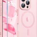 FNTCASE for iPhone 16 Pro Case: [Compatible with Magsafe] Translucent Matte Cases with [Full Camera Protection] [Screen Protector] Military Grade Shockproof Protective Phone Cover - Light Pink