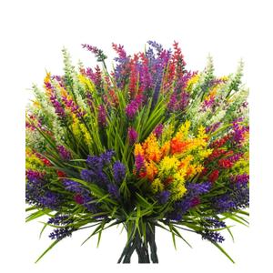 Grunyia Artificial Lavender Plants with Mixed Color Flowers, 20 Bundles, Outdoor Decorative Grass