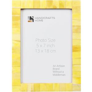 Handicrafts Home Yellow 5x7 Picture Frame for Christmas Decor and Holiday Photo Frame for Modern Minimalist Home Decor, Wedding Gift, Vintage Bone inlay Frames for Aesthetic, Living Room Picture Frame