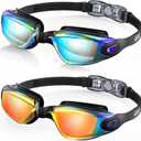 Aegend Swim Goggles, 2 Pack Swimming Goggles No Leaking Adult Men Women Youth (Aqua & Light Orange)