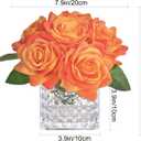 Fule Artificial Silk Rose Flower Centerpiece Arrangement in Glass Vase with LED Light for Home Wedding Decoration (Orange)