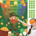 6 x St. Patrick's Day Pin the Shamrock Game for Kids - Reusable Leprechaun Party Activity with Lucky Shamrock Favor Supplies for Boys & Girls