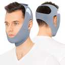 REROIO Chin Strap for Sleeping with 4Side Adjustment, Anti Snoring Chin Strap Elasticity, Anti Snoring Devices Breathable and Durable, Comfortable Snore Stopper for Adults, Gray, M