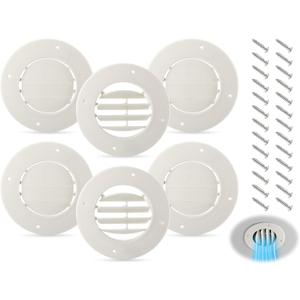 Leinuosen 6.5" Round Rv Vent Covers Beige Ceiling Air Conditioner Vent Lid Replacement Fits 4-5/8" Ducts for Inside Camper, Trailer, Motorhome