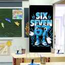 Funny 6 7 Meme Door Cover Italian Brainrot 67 Six Seven Birthday Party Decorations for School Classroom Office Home Door Banner