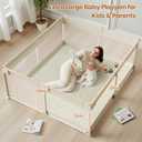 Uanlauo Beige Large Baby Playpen - 69x59in Playpen for Babies and Toddlers, Safe Indoor Play Pen, Baby Pen with Storage Bag and Breathable Mesh