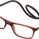 Magnetic Blue Light Blocking Reading Glasses for Presbyopia, Blue Light Filter, and Interchangeable Adjustable Straps (Brown)