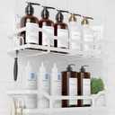 Kitsure Extra Large Shower Caddy - Adhesive Shower Organizer, Stainless Steel Shelf, No Drill Bathroom Storage, Home Decor Accessories, 2 Pack, White