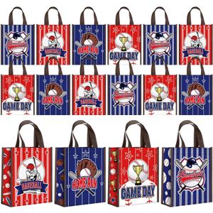 Estune 24 Pcs Baseball Party Favor Bags Baseball Gift Goodie Bags Treat Candy Non Woven Wrapping with Handles Tote for Sports Birthday Party Supplies Sports Theme Decorations