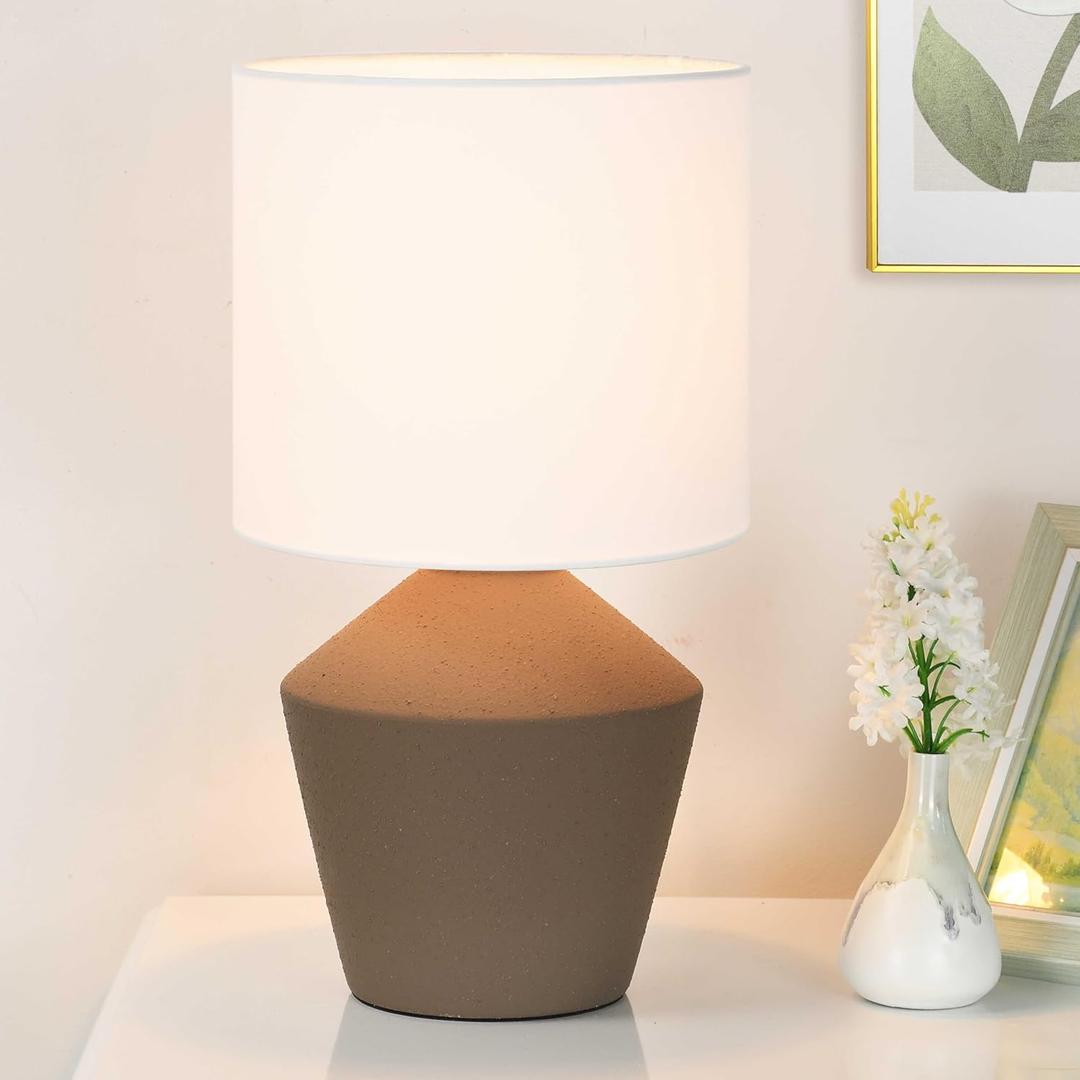 Lampwell NOVA Small Table Lamp for Living Room as Bedside Table Lamp for Bedroom, Modern Ceramic Table Lamp, Kids Table Lamp, Night Table Lamp,7.09H13.59ININ, Bulb Excluded, Taupe Brown Table Lamp