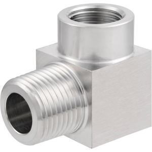 Yoebor Stainless Steel Reducer 90 Degree Barstock Street Elbow 3/8" NPT Female to 1/2" NPT Male Reducing 90-Degree Pipe Fitting 1pc