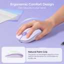 seenda MOU001 Bluetooth Wireless Mouse, 3-Device Connection (USB & Dual Bluetooth), Ergonomic Mouse for Laptop, Rechargeable Quiet Click Computer Mouse, 3-Level DPI for Windows, Mac Chromebook,Purple