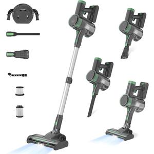 Cordless Vacuum Cleaner, 45Kpa Powerful Stick Vacuum with HEPA Filter,45Mins Rechargeable Battery, Anti-Tangle V-Roller, Lightweight Handheld for Hardwood Floor, Carpet, Pet Hair, Home and RV Cleaning