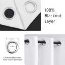 LIMON HOME White Blackout Curtains 72 inches Long for Living Room Bedroom, Soundproof Window Treatment Black Out Drapes for Hall Room, Set of 2 Panels