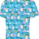 Demoking Vintage Shirts for Men Tie Dye Hippie Funny Hawaiian Shirt Button Down Shirts (Blue, XXL)