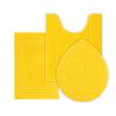 SHACOS 3 Piece Bath Rugs Set with Toilet Lid Cover Soft Absorbent 16"x24" Small Bath Mats U Shape Contour Rug Toilet Cover Set Non Slip Machine Washable Plush Bathroom Rug(Yellow)
