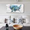 Map of The United States Wall Decor Map Canvas Wall Art for Wall Decoration Wood Background USA Canvas Prints for Bedroom Office Kitchen Home Wall Decor Framed Artwork Ready to Hang24"x48"