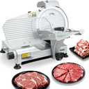 VEVOR Commercial Meat Slicer, 320W Electric Deli Slicer Machine with 10 inch SUS420 Blade, 0-0.4 inch Adjustable Thickness, for Frozen Meat, Ham, Baguett, Steak