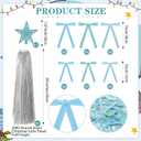 38 Set Blue Velvet Christmas Bow Decor Set 36 Vintage Velvet Ribbon Bows 1 Flocking Star Tree Topper 5000 Strands Tinsel Icicles for Holiday Crafts Gift Wrapping Xmas Tree Wreaths Door Home Decor