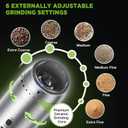 Rechargeable Salt and Pepper Grinder Set Gravity,Electric and Refillable Pepper Grinder Mill Automatic,Stainless Steel,LED Light, Adjustable 6 Coarseness,176ml Large Capacity