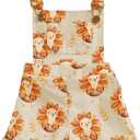 Adobabirl Toddler Baby Girl Halloween Outfit Ghost Pumpkin Overalls Romper Suspender Shorts Jumpsuit Cute Fall Clothes (12-18 Months, Thanksgiving Turkey Beige)