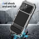 Lunivop Compatible with iPhone 16 Pro max Case Heavy Duty Protection Dustproof Built in Screen Protector Rugged Stand 360 Full Body Military Grade Metal Bumper Phone Cases (Silver 2024)