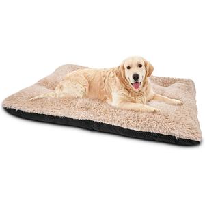 JOEJOY Large Dog Bed Crate Pad, Deluxe Plush Washable Dog Beds Fulffy Soft Kennel Pad Anti-Slip Pet Sleeping Mat for Extra Large Medium Small Dogs, 40" x 27", Beige