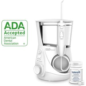Waterpik Whitening Professional Water Flosser, Electric Power With 10 Settings, 30 Whitening Tablets, Whitens Teeth Gently, White WF-05