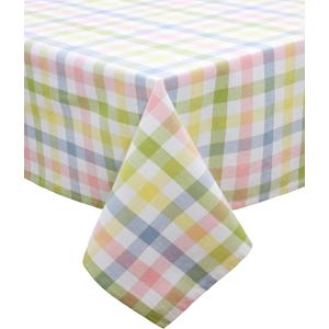 COTTON CRAFT Countryside Classic Gingham Buffalo Check Plaid Tablecloth - Premium Cotton - Spring Easter Bunny Luncheon Dinner - Table Cover - 60 inch x 102 inch - Yellow Multi