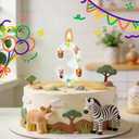 Wild Animal Birthday Candles, Wild Animal Party Decoration Supplies, Birthday Number Candles for Cake Topper (Dark Green, Number 3)