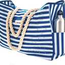 SHYLERO Beach Bag and Pool Bag Has Airtight Pouch, Magnetic Snap Closure. Beach Tote is Water Resistant. Family Size (XX-Large, Blue Dolphin)