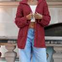 Saodimallsu Womens Cable Knit Cardigan Sweaters Fall Oversized Long Sleeve Button Open Front Knit Sweater Coats (Medium, Dark Red)