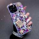 for iPhone Air Case Bling Girly Cute for Women Girls, Luxury 3D Diamond Design Shiny Glitter Rhinestone Pearl Flowers Protective Phone Case