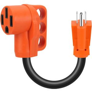 50 Amp to 110 Volt RV Adapter Cord, NEMA 5-15P Male to NEMA 14-50R Female 10 Gauge Heavy Duty Electrical Converter with Grip Handle, 125V 1875W-ETL Listed(15A Male to 50A Female)