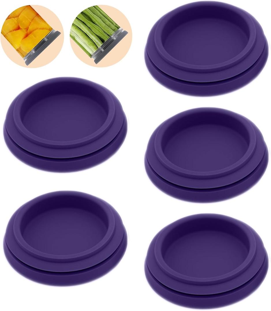 Wide Mouth Mason Jar Lids - Large Mouth Canning Lids Fit for All Wide Mouth Mason Jars,Food Grade Silicone Mason Jar Caps,Dishwasher Safe,Leak Proof Reusable Lids,5 Pack