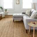 FRELISH DECOR Handwoven Jute Area Rug - 8x10 Feet Natural Yarn - Rustic Vintage Beige Braided Reversible Rectangular Rugs for Bedroom - Kitchen - Living Room - Farmhouse (8' x 10' Natural)
