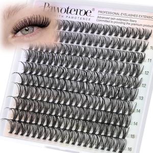 Pawotence Lash Clusters 200pcs Individual Lashes 30D Cluster Eyelash Extensions 11-16mm Eyelash Clusters Lash Extensions for Self Application (30D, 0.07D, 11-16mm Refill)