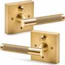 Premium Polished Gold Door Handles for 1 3/8" - 2" Compatible Doors  Soft Gold Handles Interior with Lock - Easy Installation, Reversible, Button Lock (Privacy Lock)- Designed by Architects