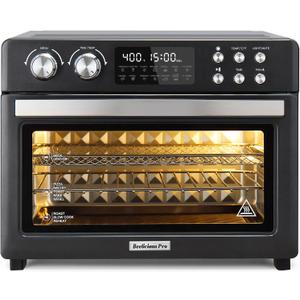 28QT Air Fryer Toaster Oven Combo, Large 12-in-1 Convection Countertop Oven with 3-Layer Cooking, Rotisserie for Chicken, 6 Heating Tubes, Fast Preheat, Fits 11" Pizza, Full Accessories, Sparkle Black