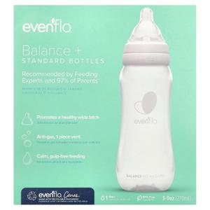 Balance+ Bottles, Standard, 0+ Months, Slow Flow, 3 Bottles, 9 oz (270 ml)