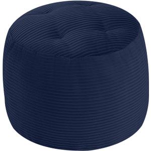 MeMoreCool Stuffed Round Pouf Ottoman Foot Rest, Floor Pouf Foot Stool with Soft Foam Chunk Filling, Round Small Ottoman Footstool Circle Footrest for Couch Living Room, Corduroy Navy
