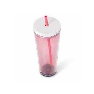 24oz Tumbler with Lid and Straw, Leak Proof and Double Wall Insulated Reusable Plastic Cups,Travel Reusable Iced Coffee Cup (1, Pink)