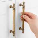 10 Pack 5 Inch Hole Centers, Antique Brass Cabinet Pulls Vintage Brass Cabinet Handles Brass Cabinet Hardware for Cabinets ZP2408 Drawer Dresser Cupboard Bedroom Closet Bathroom Vanity