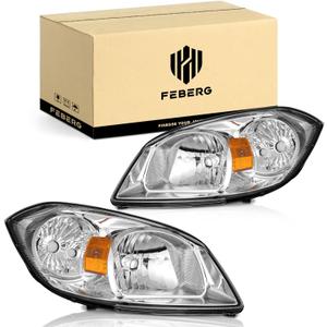 [OE Style Anti-Yellowing headlights for 2005-2010 Chevy Cobalt, Headlight Replacement for 05 06 07 08 09 10 Chevy Cobalt Chrome Housing Amber Reflector Left+Right [OE Style] Anti-Yellowing