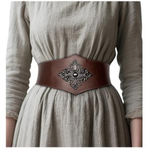 Viking Leather Corset Belt Women - Renaissance Waist Corset for Halloween Fantasy Ren Faire Daily Wear (L)