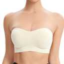 Gnowann Strapless Bras for Women Non-Slip Silicone Bandeau Bralette Seamless Wireless Strapless Bra Padded Tube Top 2 Pack M