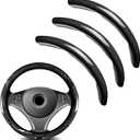 3pcs Universal Carbon Fiber Steering Wheel Cover - Anti-Slip & Segmented Design, Universal 99% Durable Steering Wheel Protector for Men and Women, Car Interior Accessory (Black)