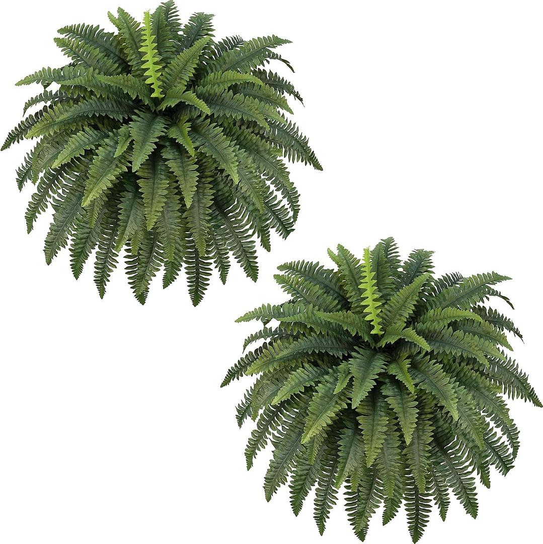 42" Artificial Boston Ferns, Bush Plants 2 Pack for Outdoors
UV-Resistant Large Fake Ferns, 65 Dense Fronds Each, Zero Maintenance, Washable Silk Leaves, Garden, Porch & Patio Decor